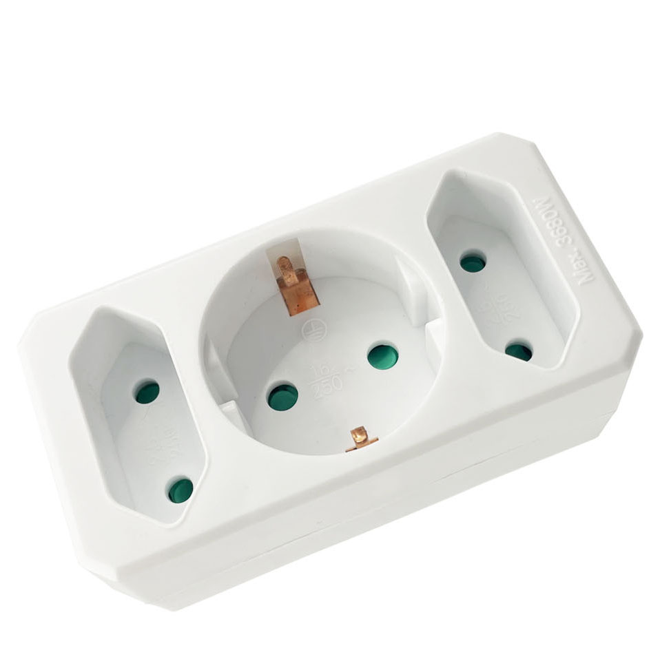 SHIQIONG 3-Way Vertical Earthing Plug Adapter