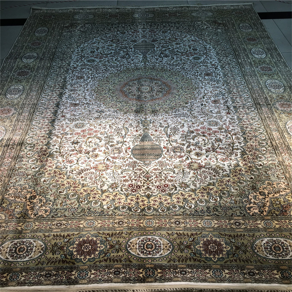 Handmade 6x9ft Silk Persian Carpet for Villa Living Room, Bedroom, Study