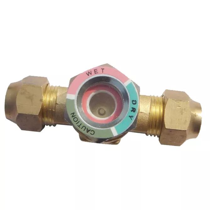 Refrigeration Condensing Unit Spare Parts Brass Sight Glass with Moisture Indicator