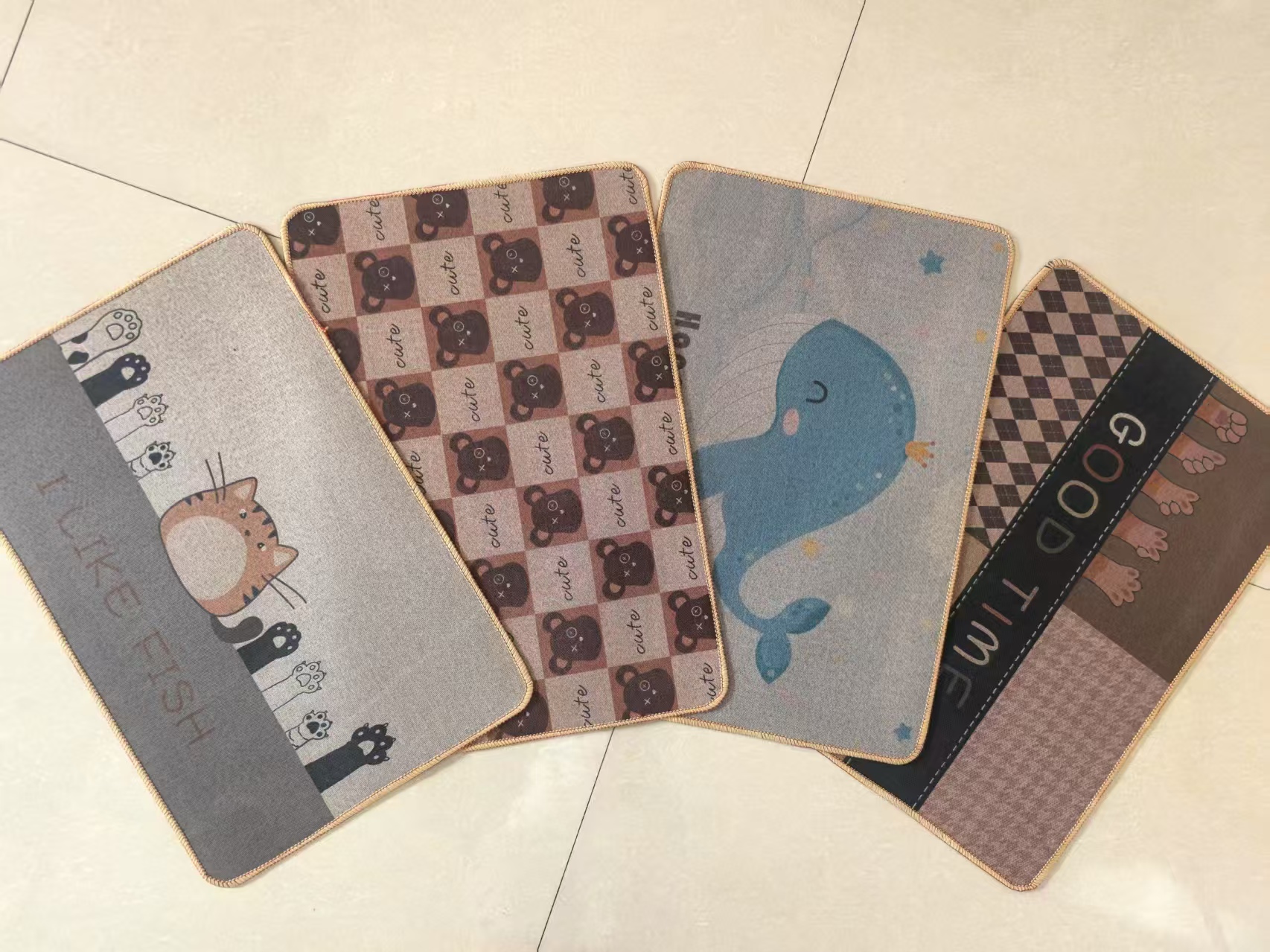 Linen Floor Mat with Rubber Backing