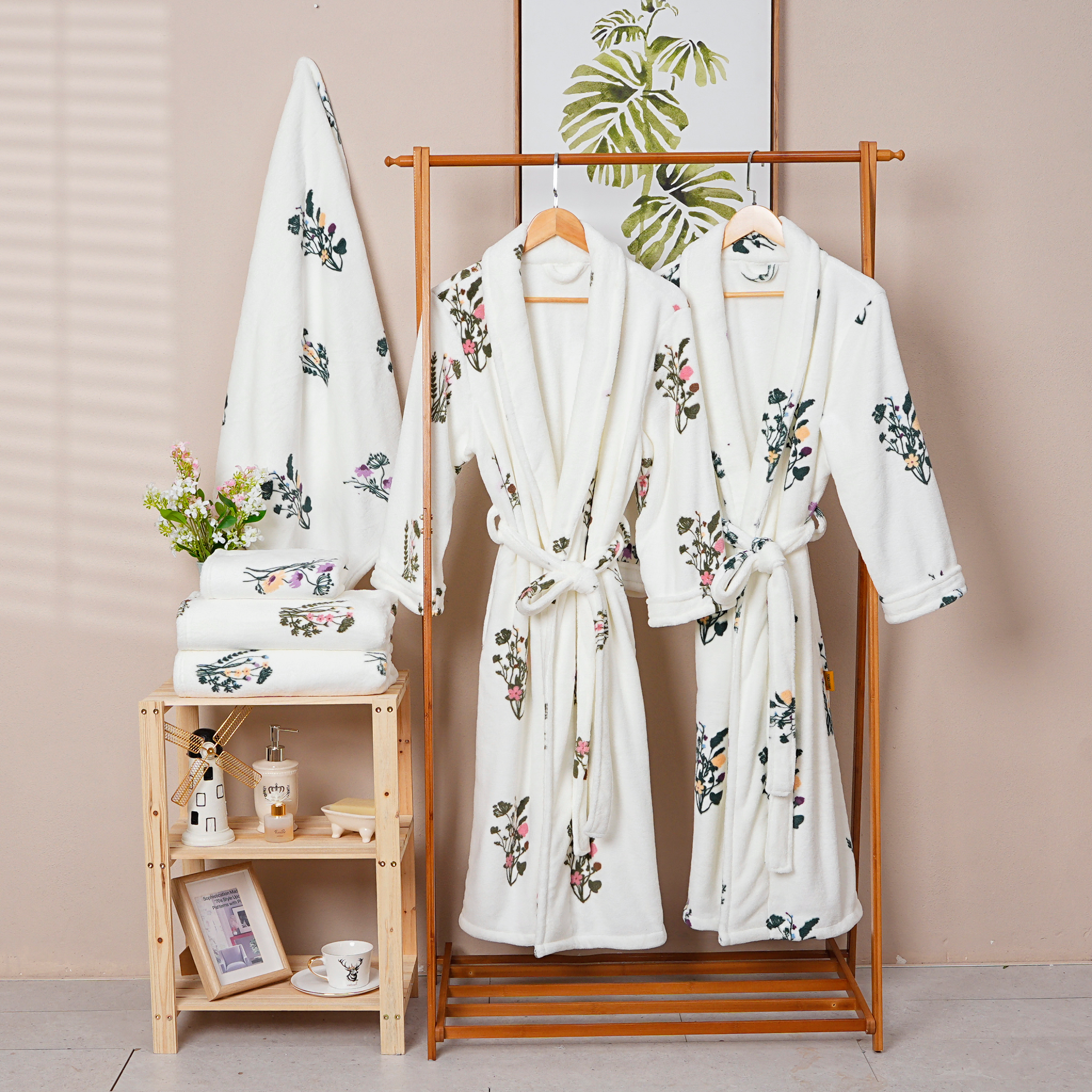 Coral Fleece Printed Bathrobe