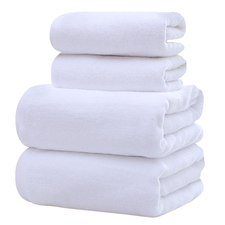 32S Plain White Cotton Bath Towel Set