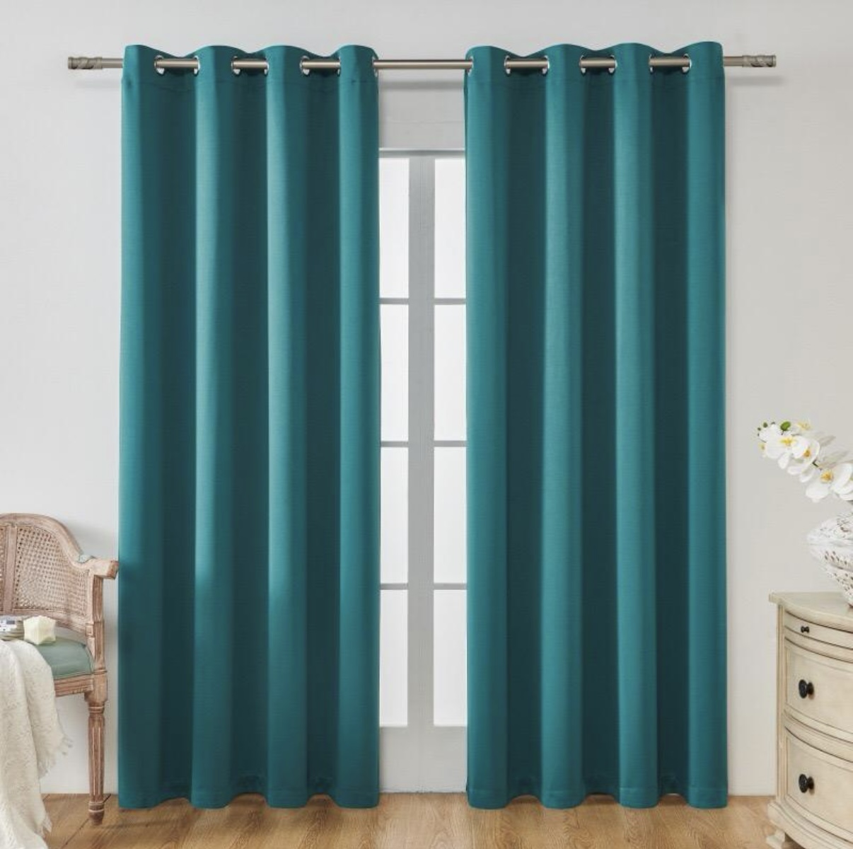 Solid Color Heavy-Duty Fabric Curtain with Hidden Hooks