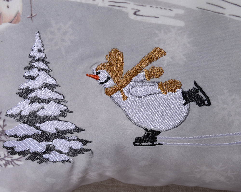 Embroidered Winter Penguin Christmas Decoration Cushion Throw Pillow