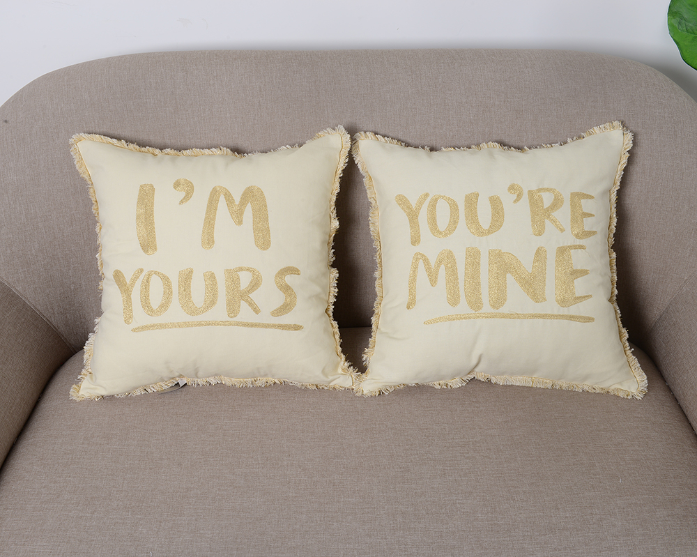 Metallic Thread Embroidery Throw Pillow