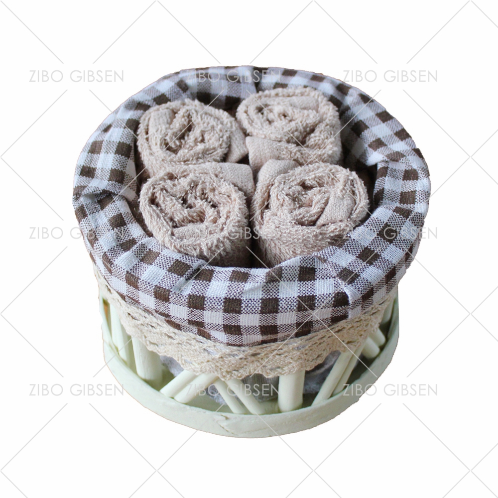 Cotton towel set with basket, gift and guest towels