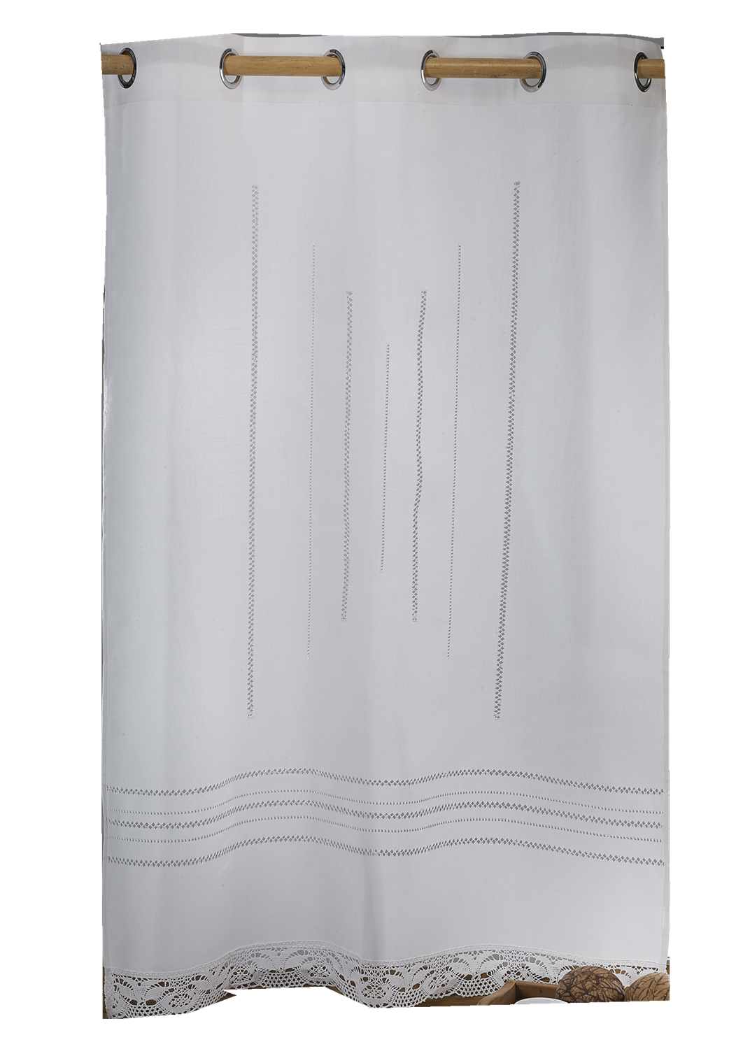 Linen Look Curtains with Hemstitch and Lace