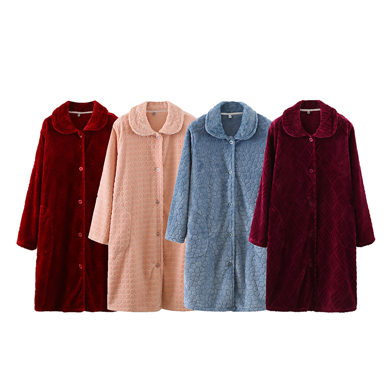 100% Polyester Women's Fleece Bathrobe and Morning Gown