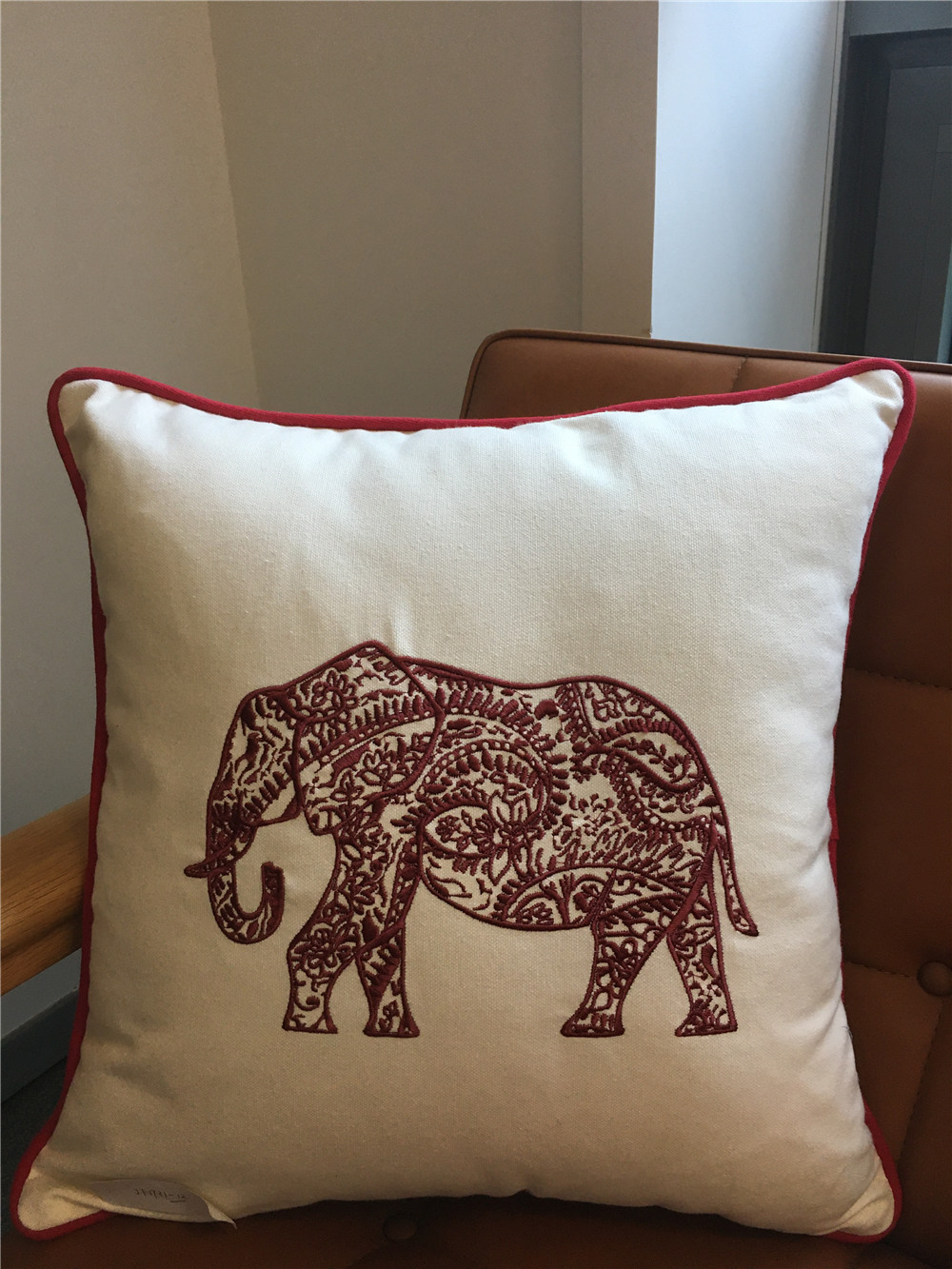 Embroidered Elephant Cushion Pillow