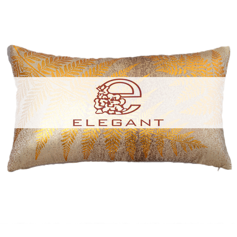 Jacquard Fabric Cushion with Foil Print Leaf Design
