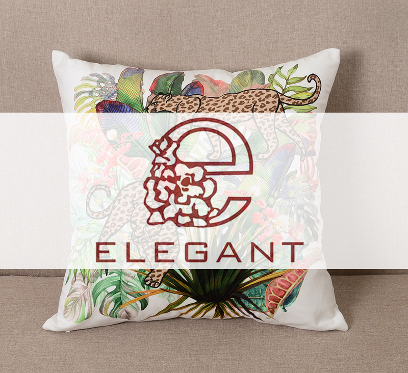 Tropical forest animal digital printing applique throw pillow