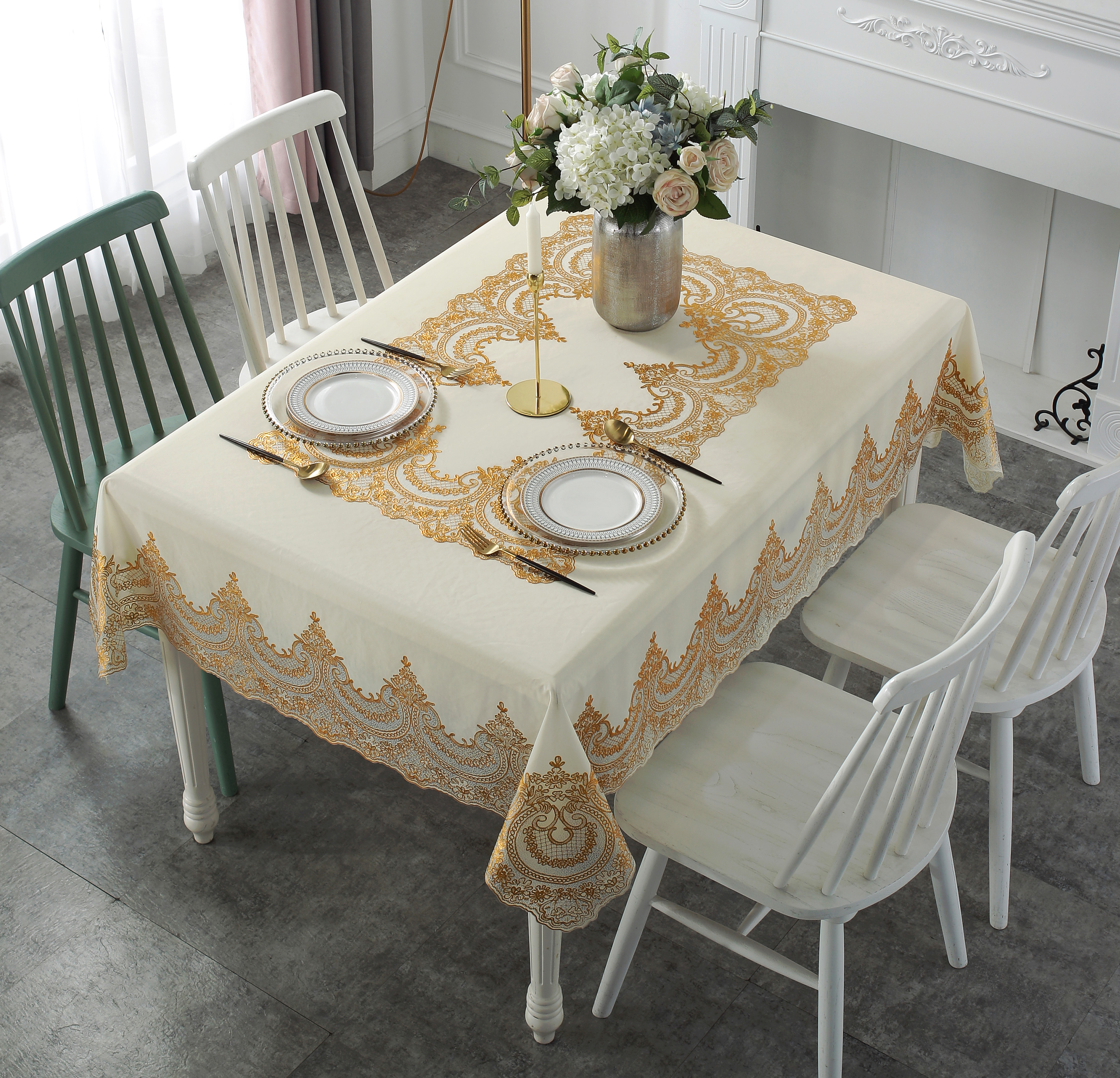 Vinyl PVC Rectangle Tablecloth with Backing, 54x72 Inch
