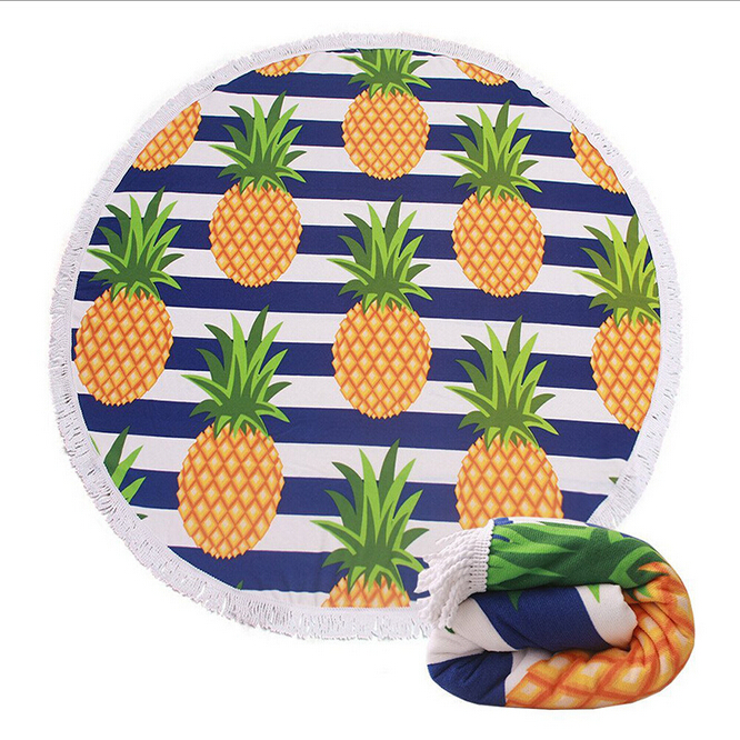 100% Cotton Round Velour Beach Towel with Tassels
