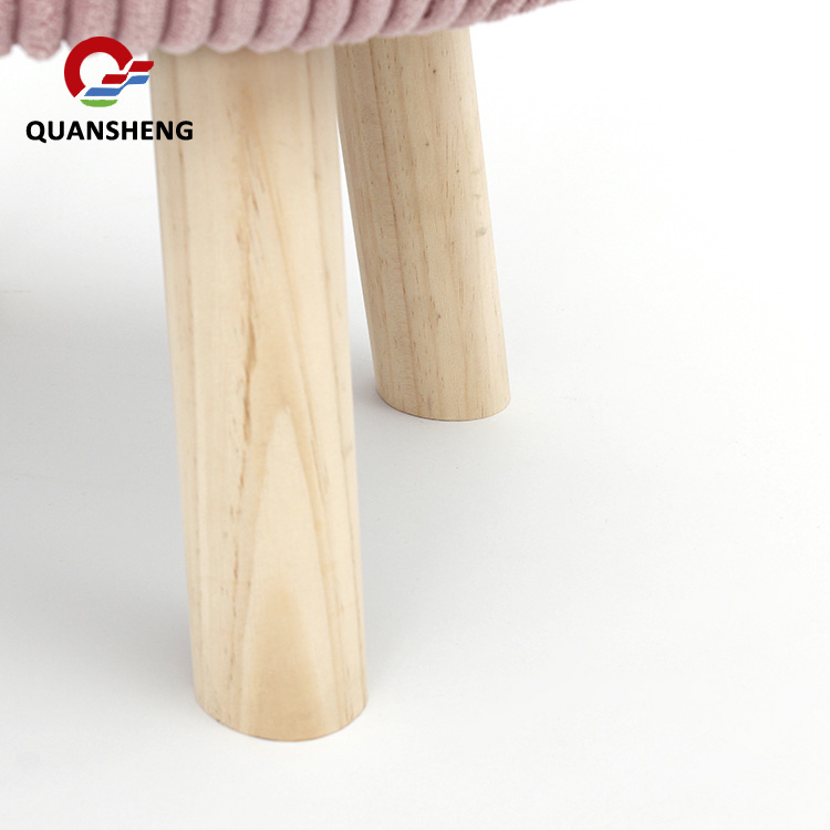 Ottoman Stool with Wooden Legs