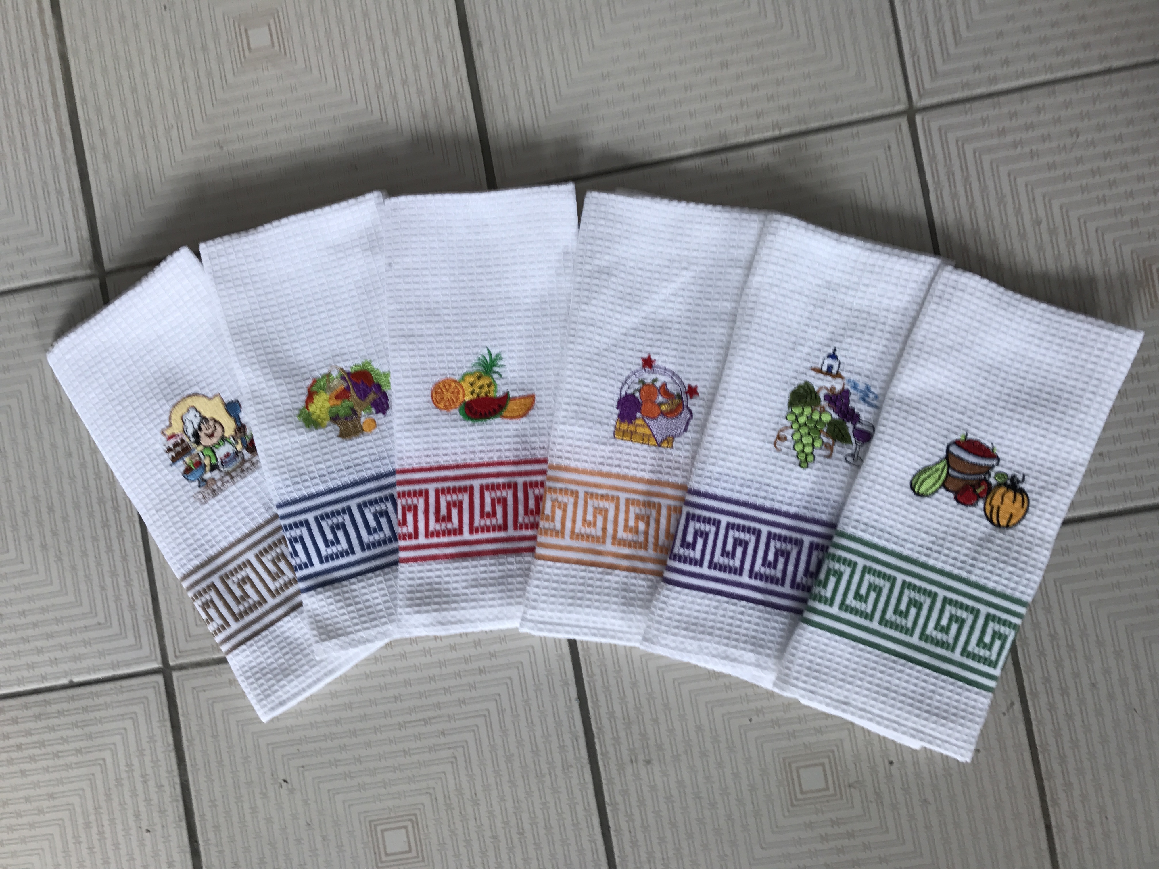 Embroidery Waffle Cotton Kitchen Towel
