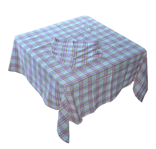 Cotton Check Pattern Table Cloth with Napkins