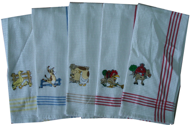 Embroidery Waffle Kitchen Towel