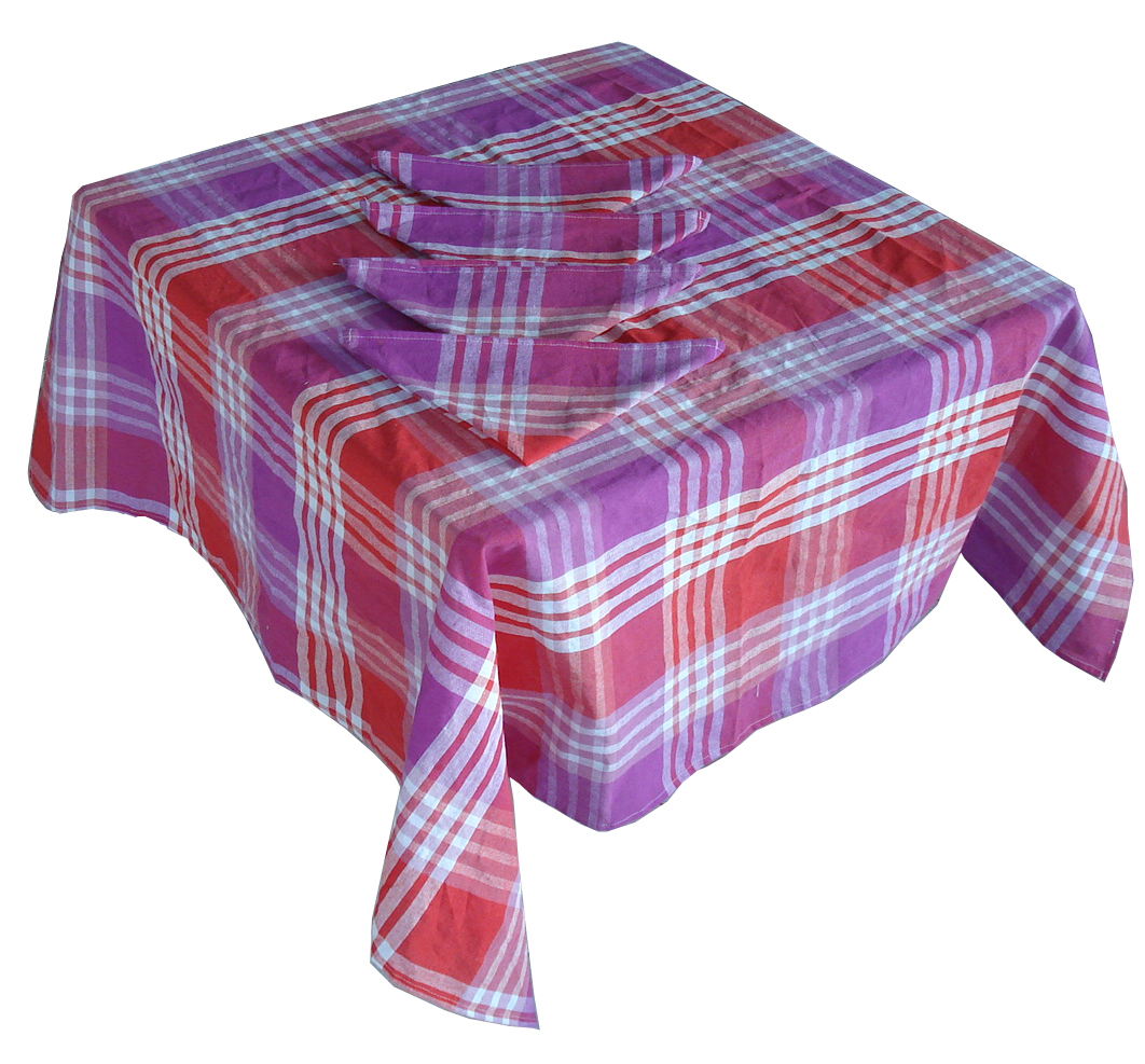 Cotton Check Pattern Tablecloth with Napkins