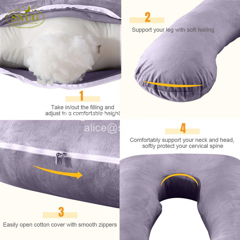 U-Shaped Pregnancy Body Pillow with Removable Velvet Cover