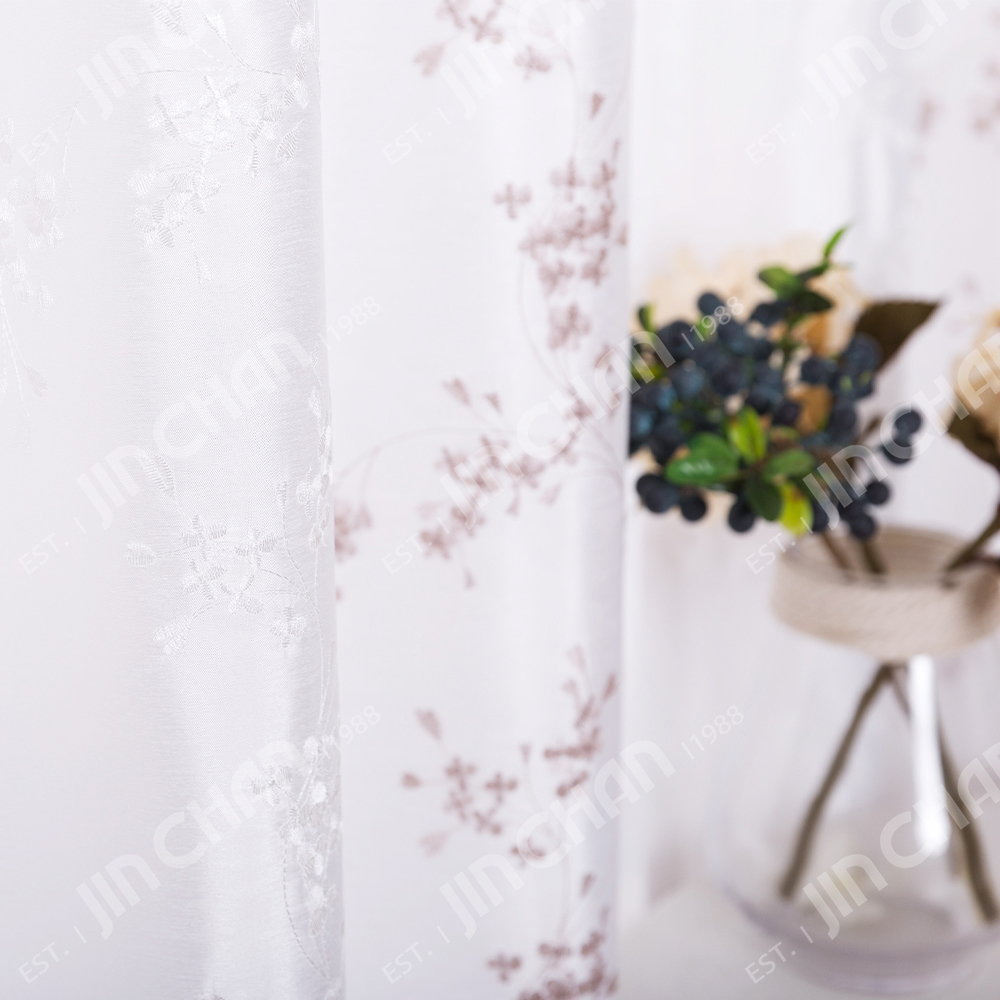 Faux Silk Floral Embroidered Curtains