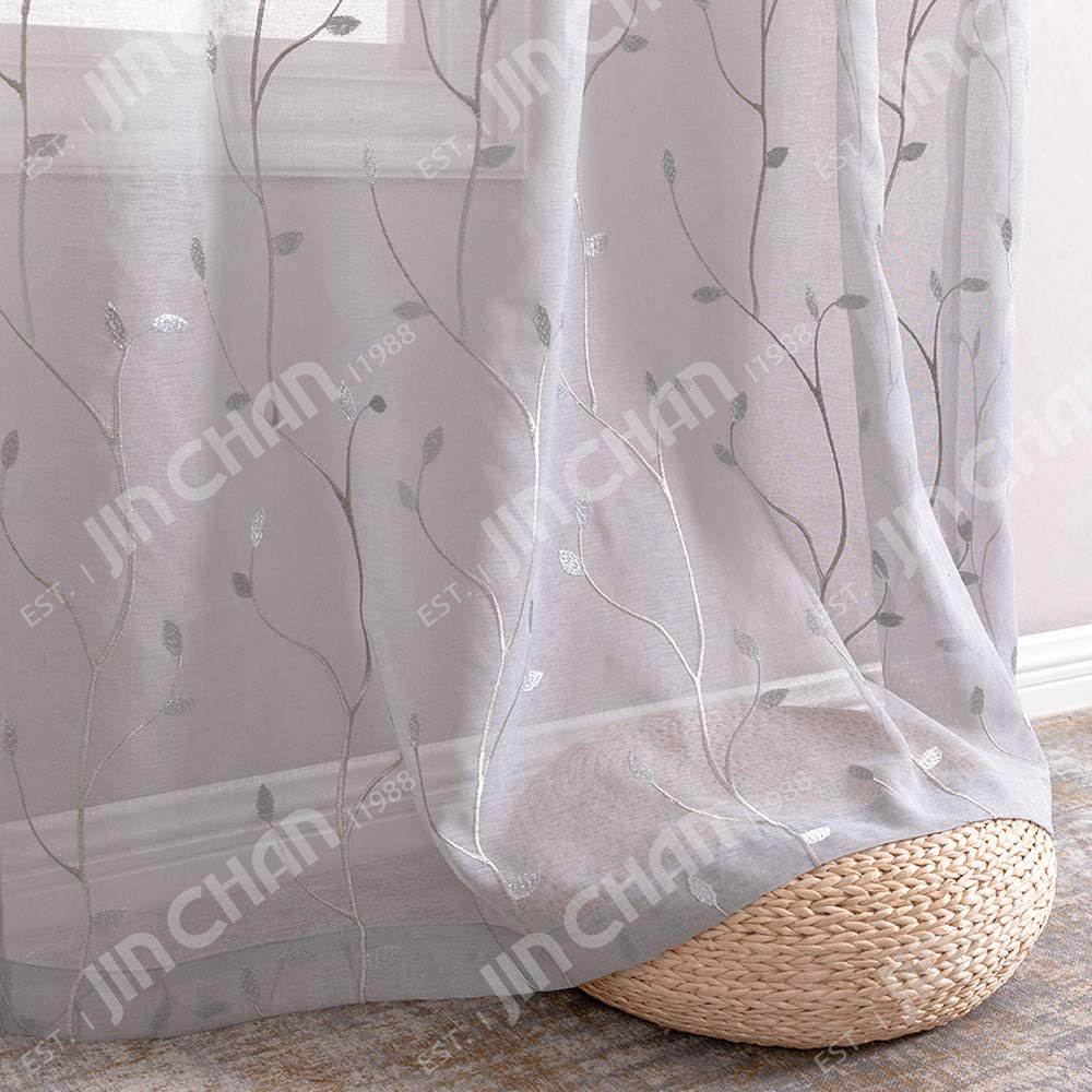 Floral Embroidered Sheer Curtains