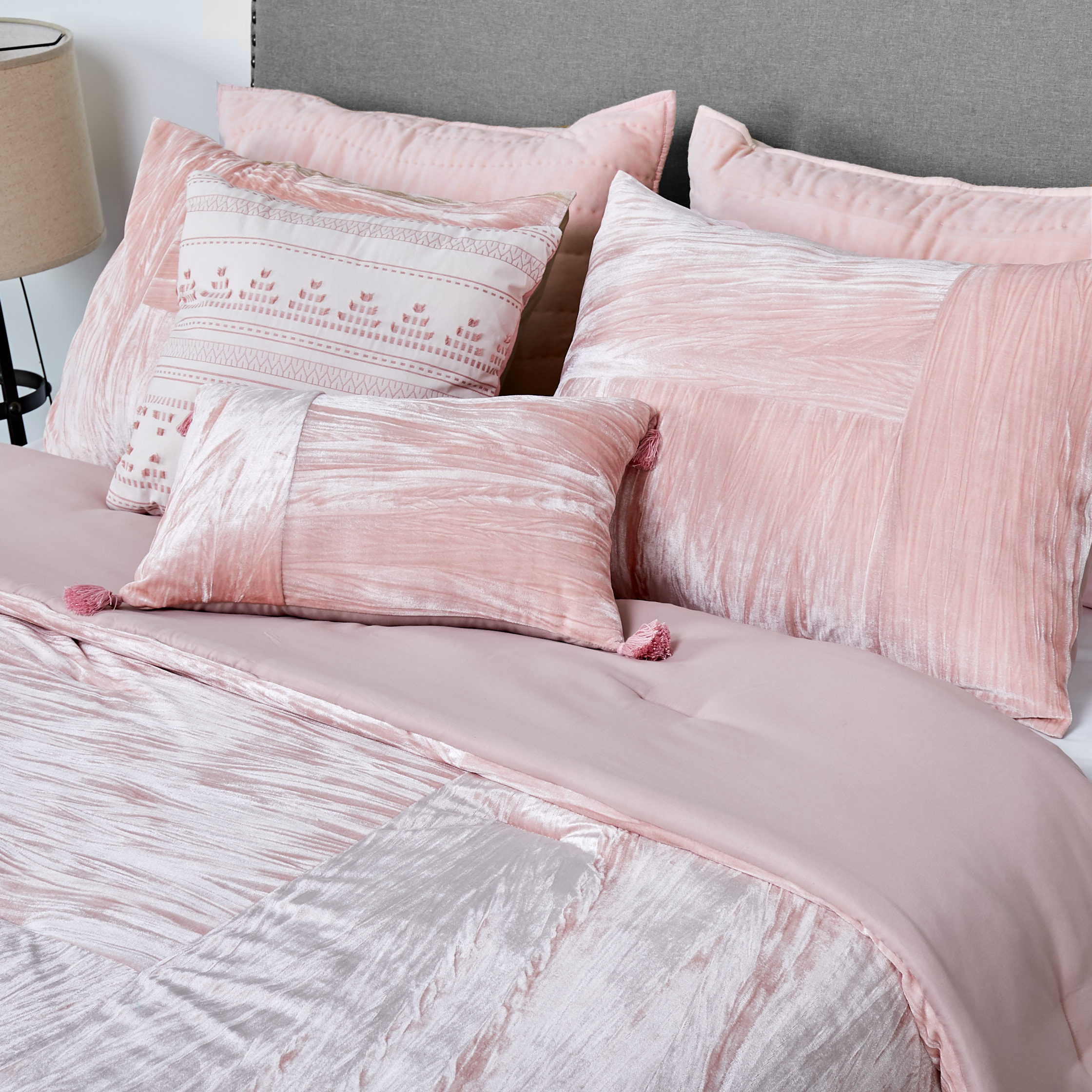 Crinkled Velvet Comforter Set