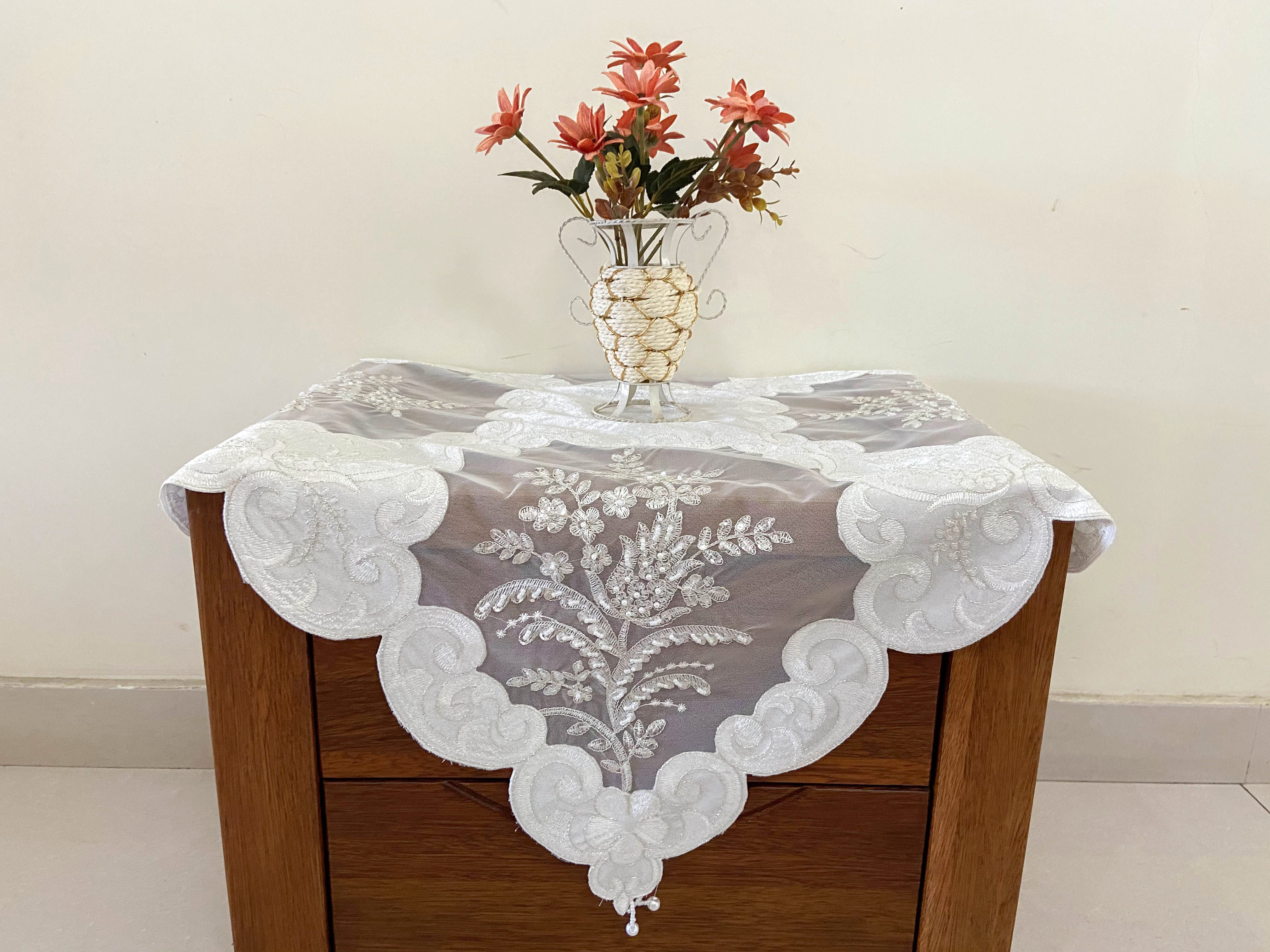 Embroidered Tablecloth with Rope Detail