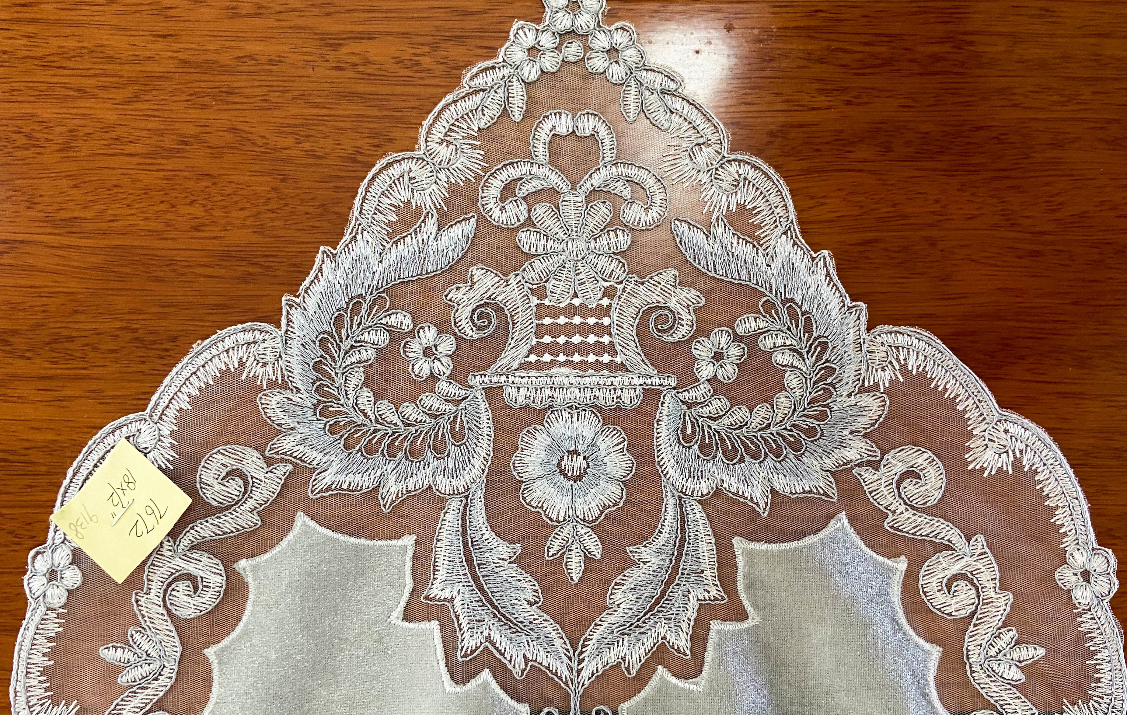 Grey Velvet Table Runner with Net Cloth