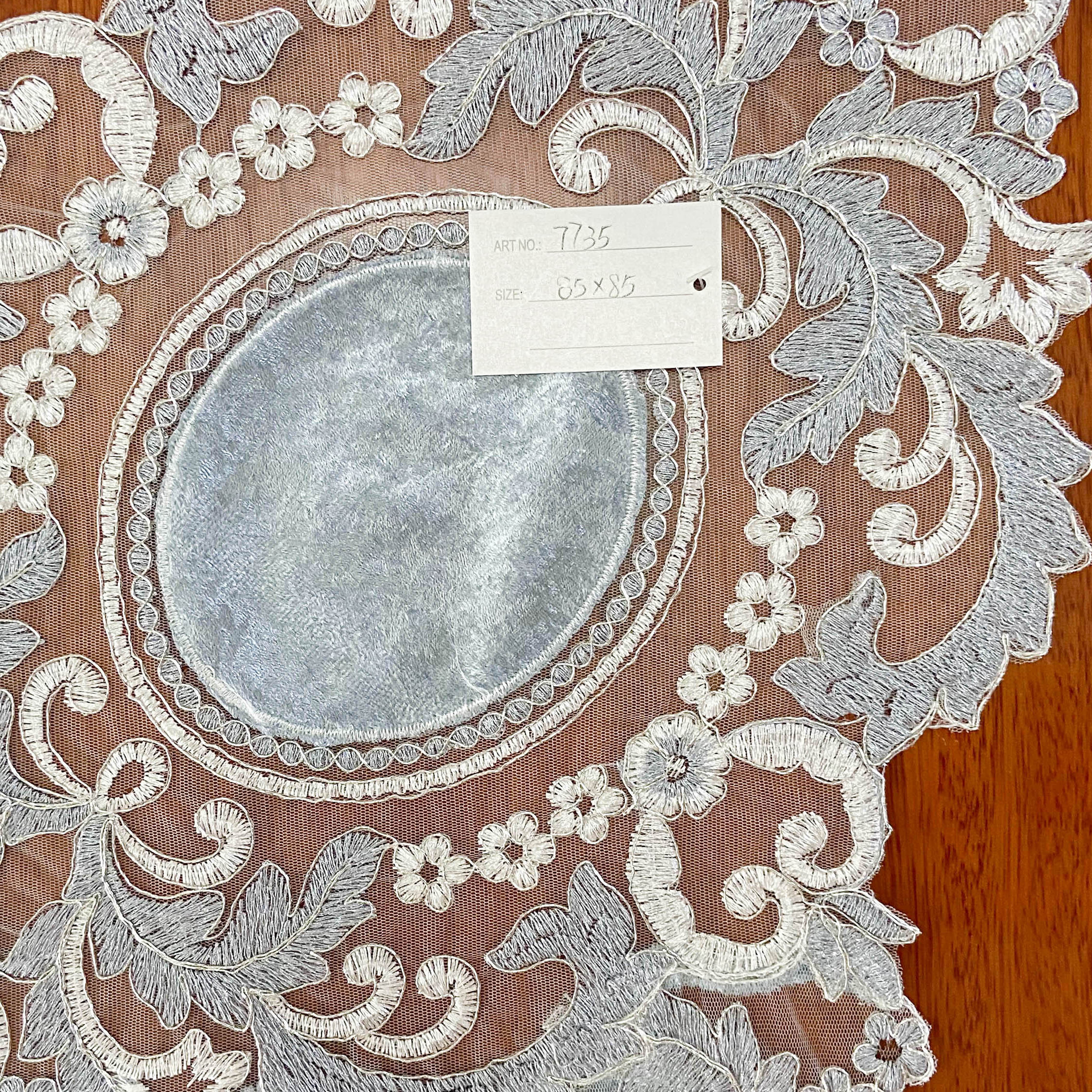 Satin Rope Embroidery Solid Flower Tablecloth 85x85cm