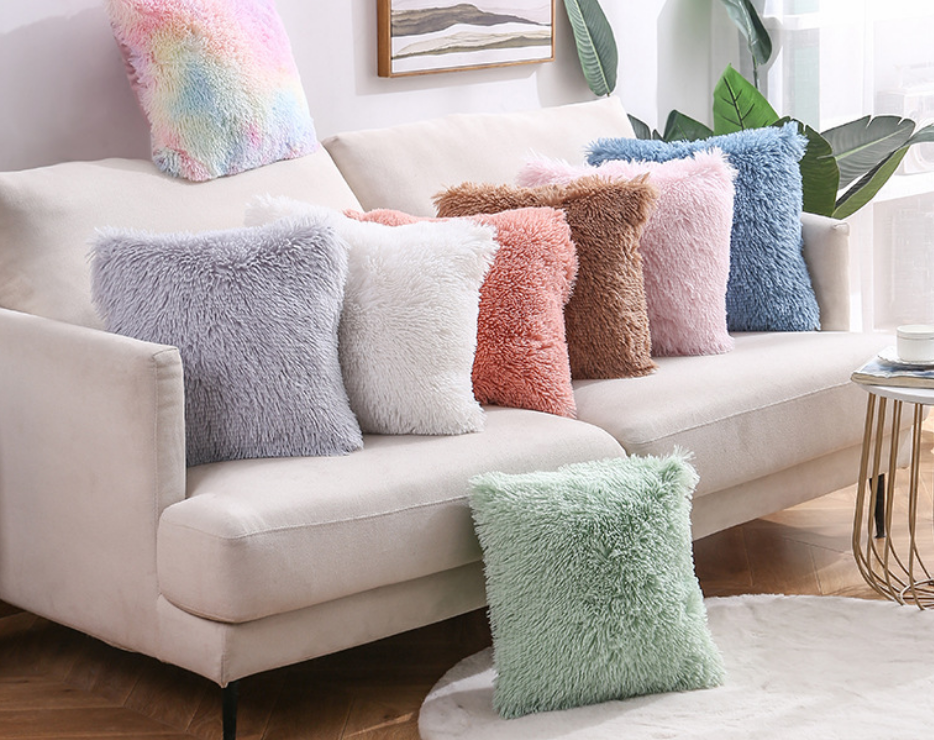 Runhechen Luxury Artificial Furry Rectangular Plush Cushion Cover