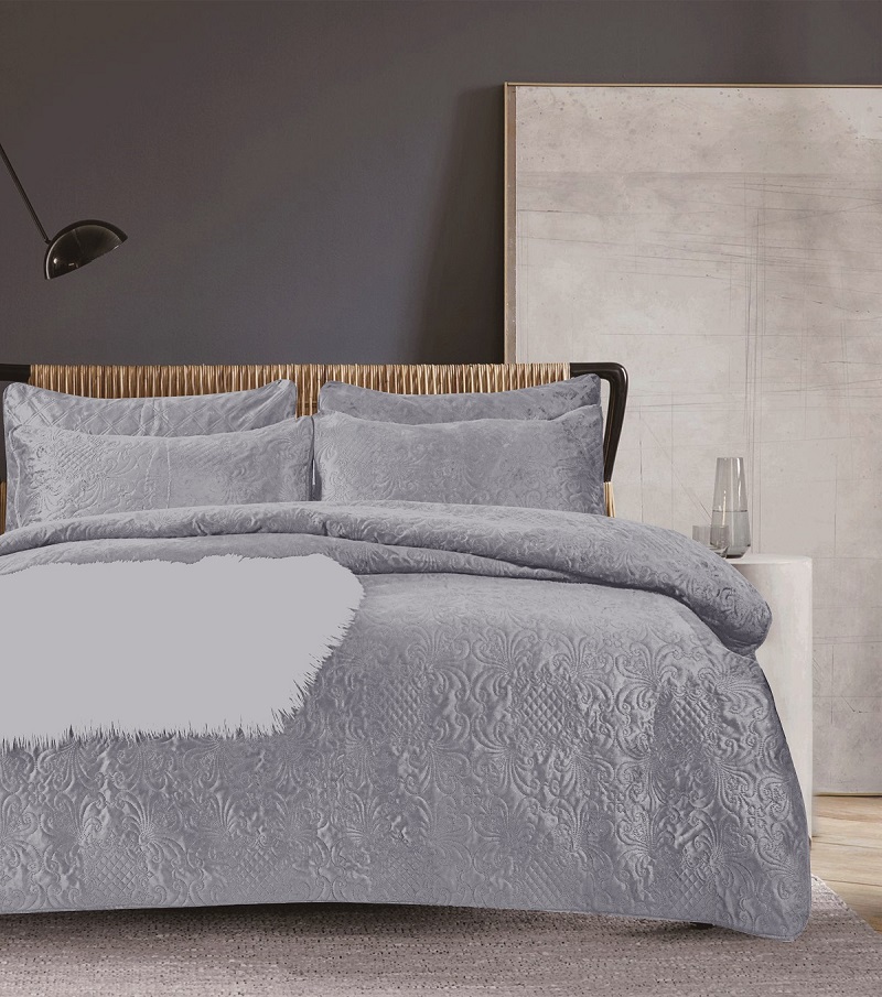 Velvet Dark Sherpa Wool Quilt Sherpa Pinsonic Quilt Set