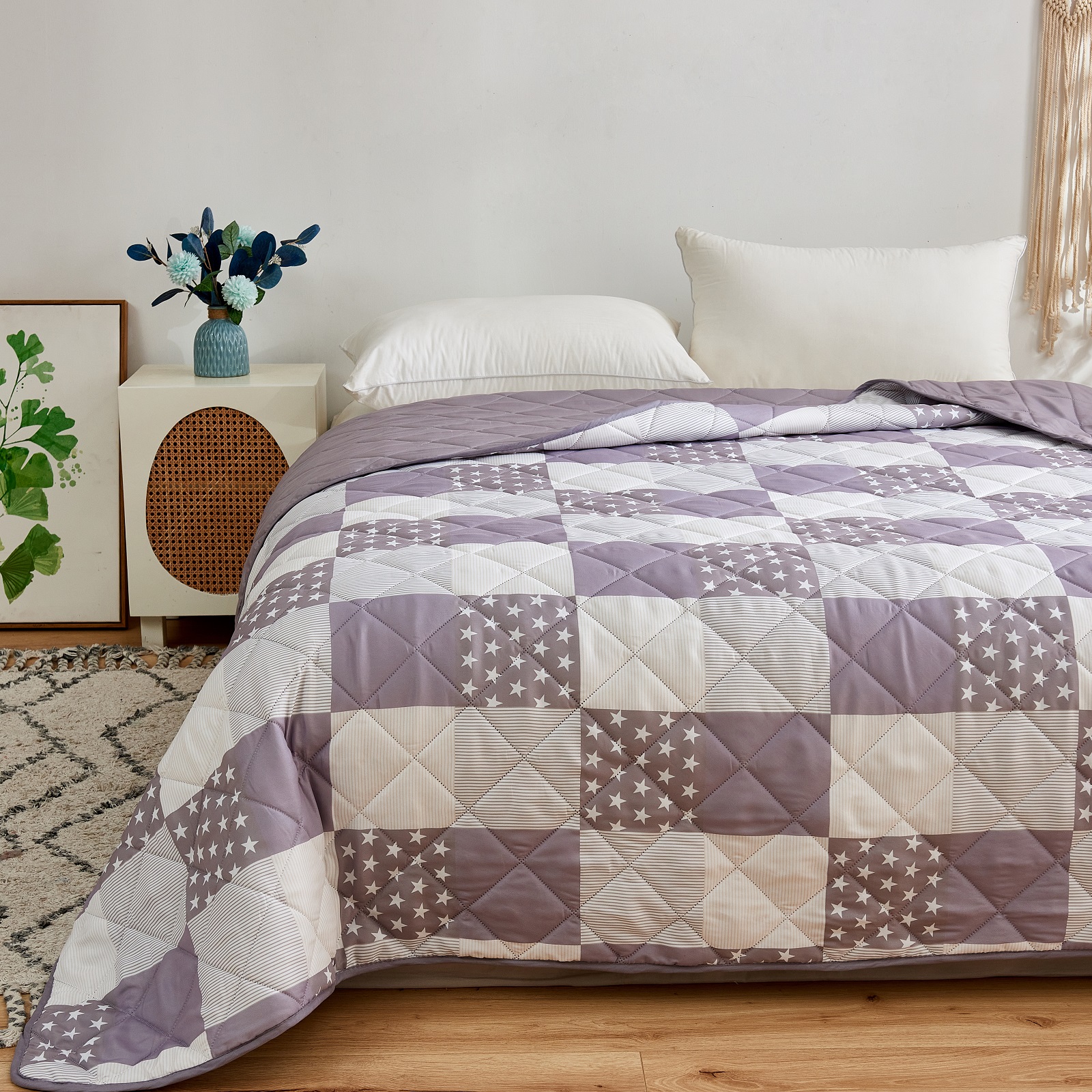 European Style Printed Microfiber Ultrasonic Bedspread