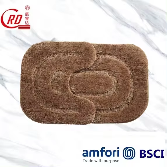 Plush Toilet Mat Set - U-shaped, Non-Slip, Quick Dry