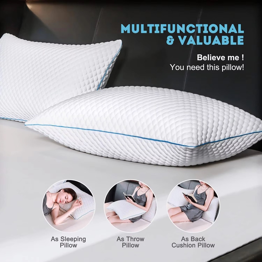 Shredded Memory Foam Pillow with Bamboo Cover and Cooling Gel