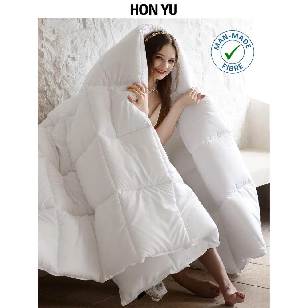 All Season Down Alternative Comforter with White Soft Brushed Microfiber Shell