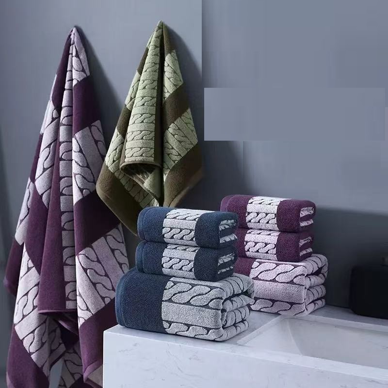 Yarn Dyed Cotton Bath Towel with Jacquard and Dobby Designs
