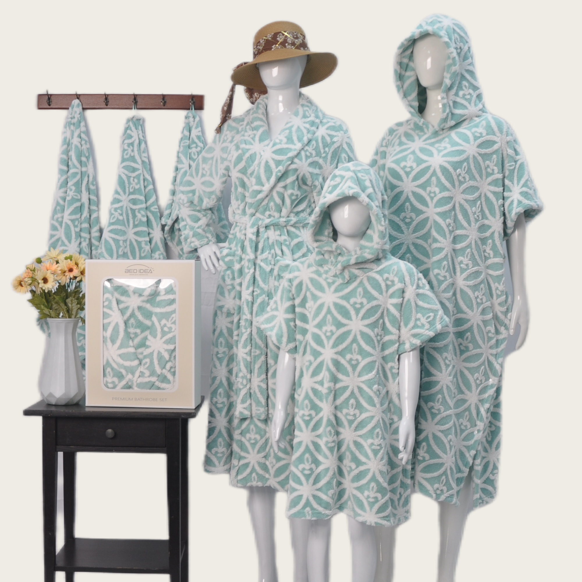 Coral Fleece Jacquard Bathrobe