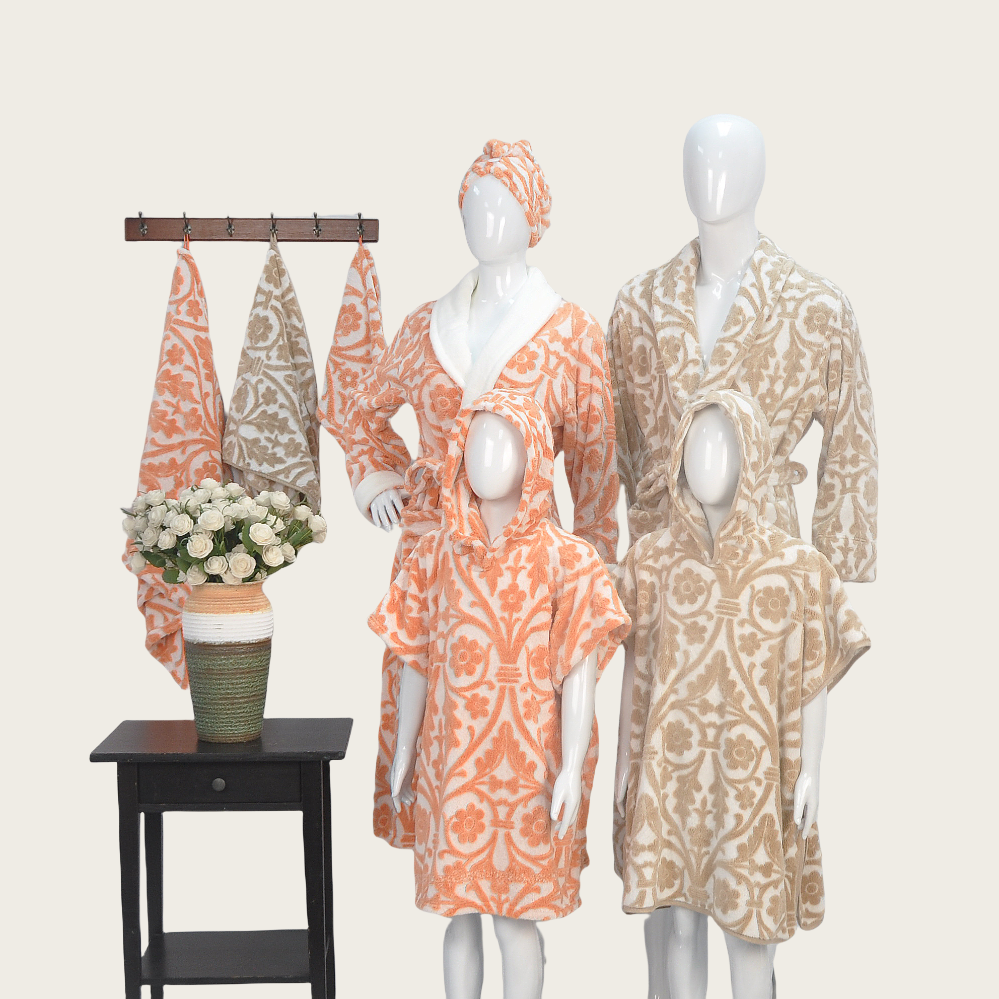 Coral Fleece Jacquard Bathrobe