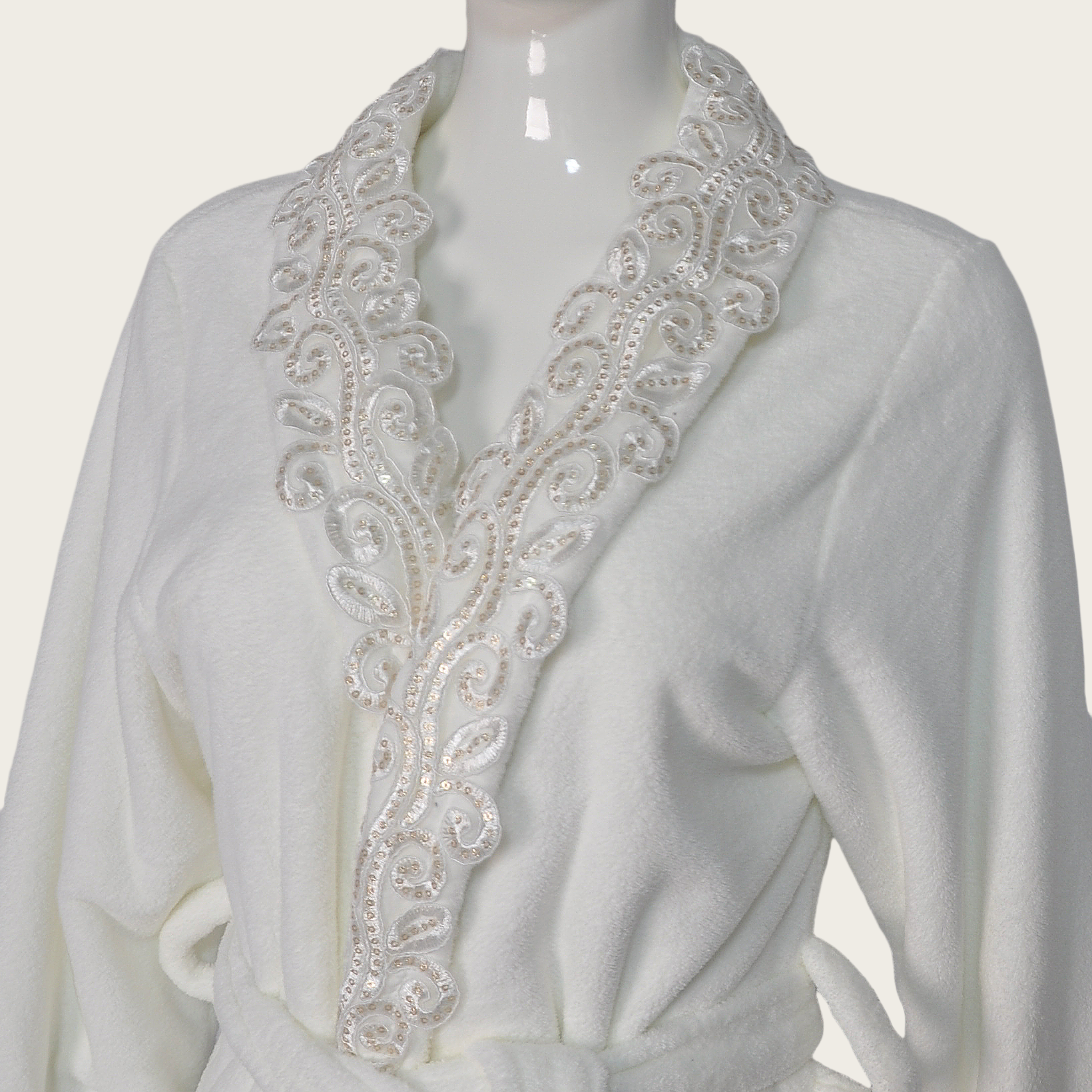 Coral Fleece Lace Bathrobe