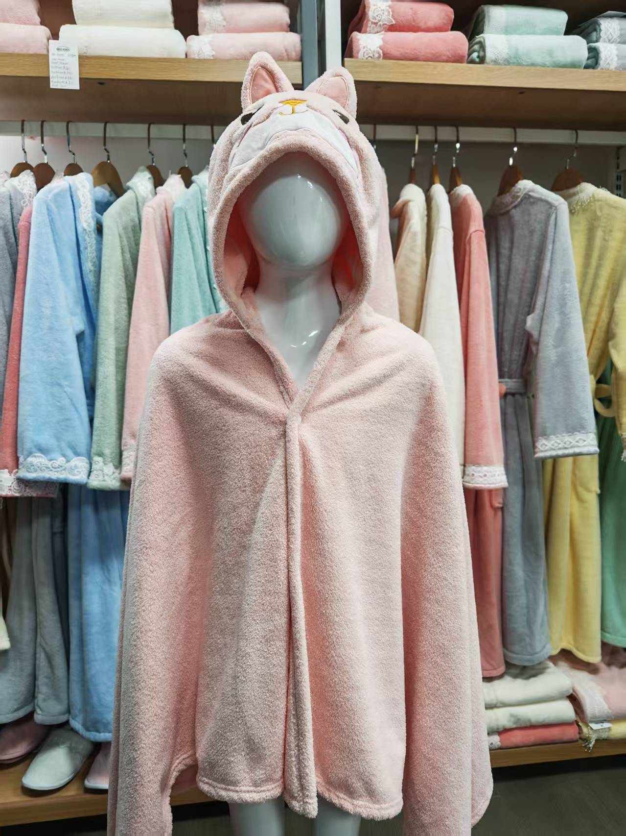Coral Fleece Embroidery Poncho