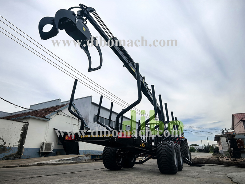 DIBO 7.8m hydraulic timber crane with 14-ton log trailer