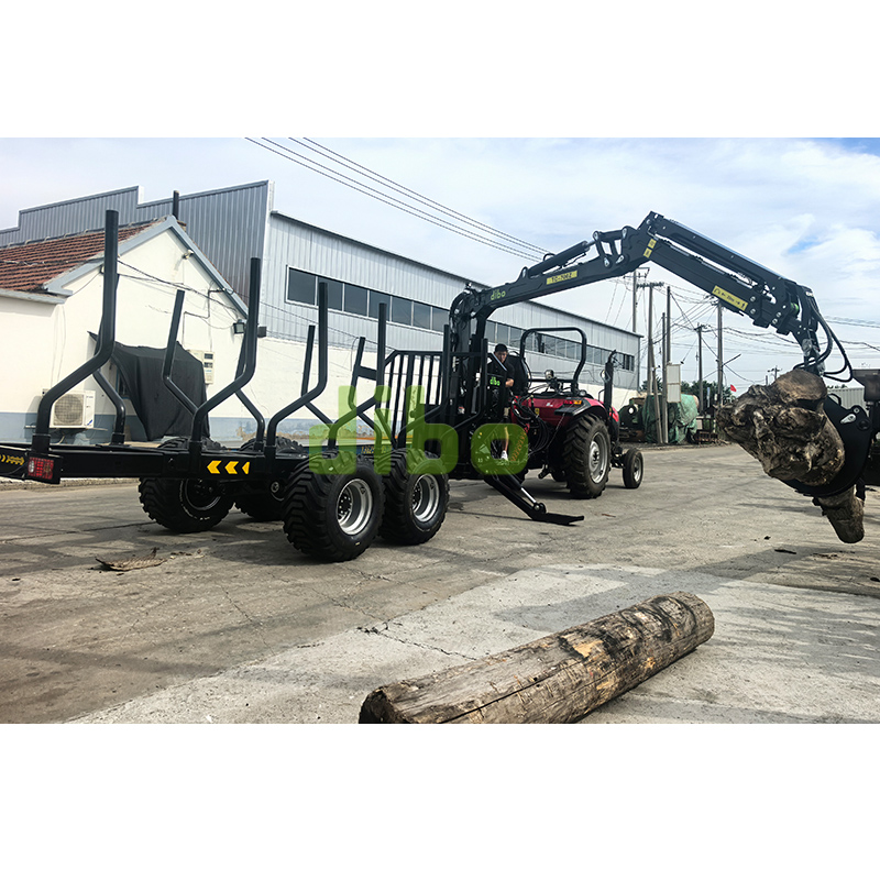 DIBO Forestry 7.8m Heavy Duty Hydraulic Timber Crane with 14-ton Log Trailer