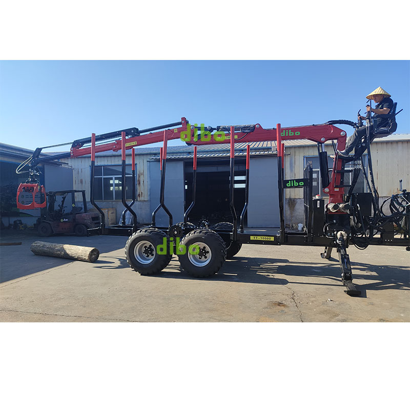 DIBO Forestry 7.8m Hydraulic Timber Crane with 14-ton Log Trailer