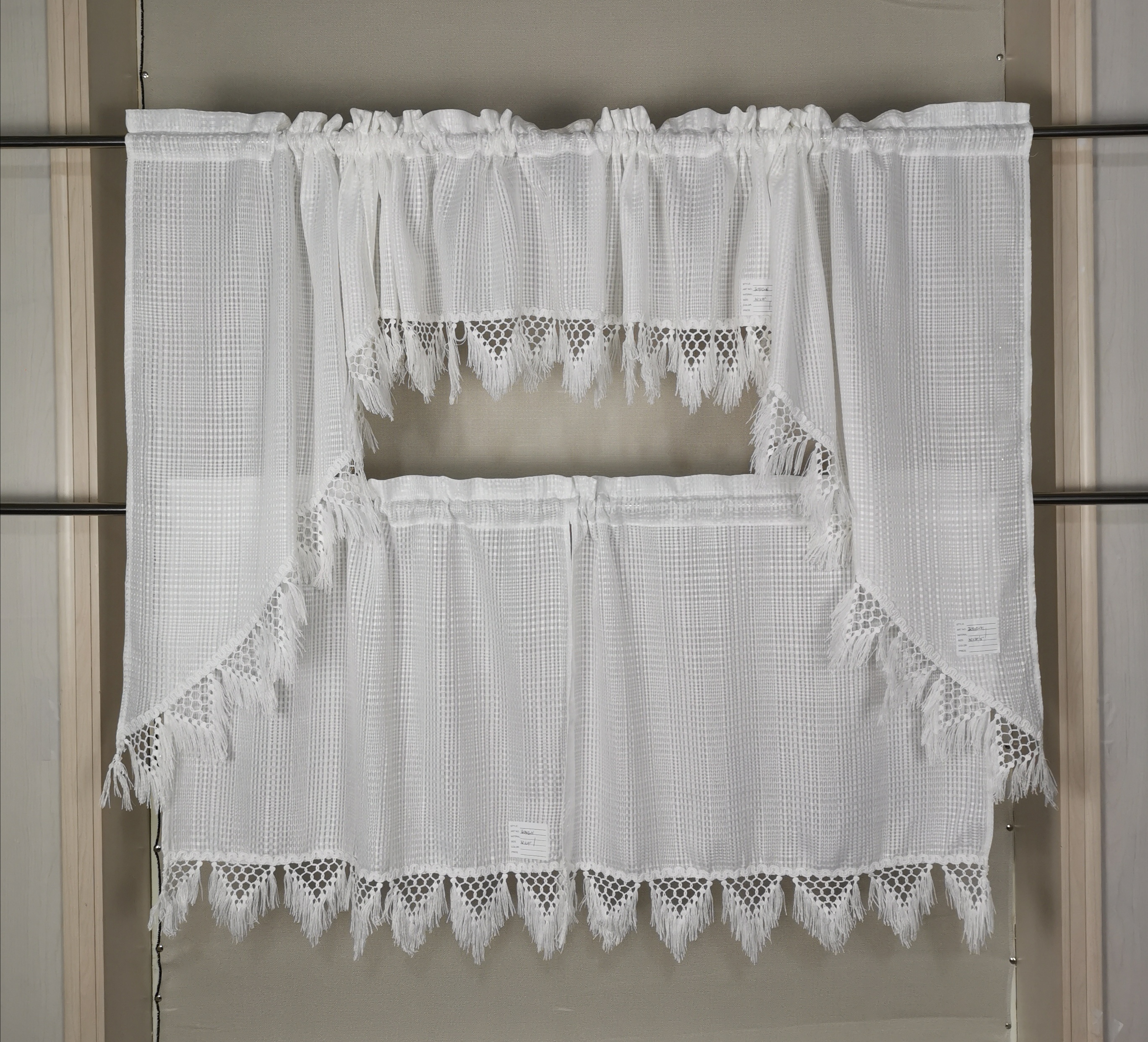 Polyester Sheer Macrame Kitchen Curtain