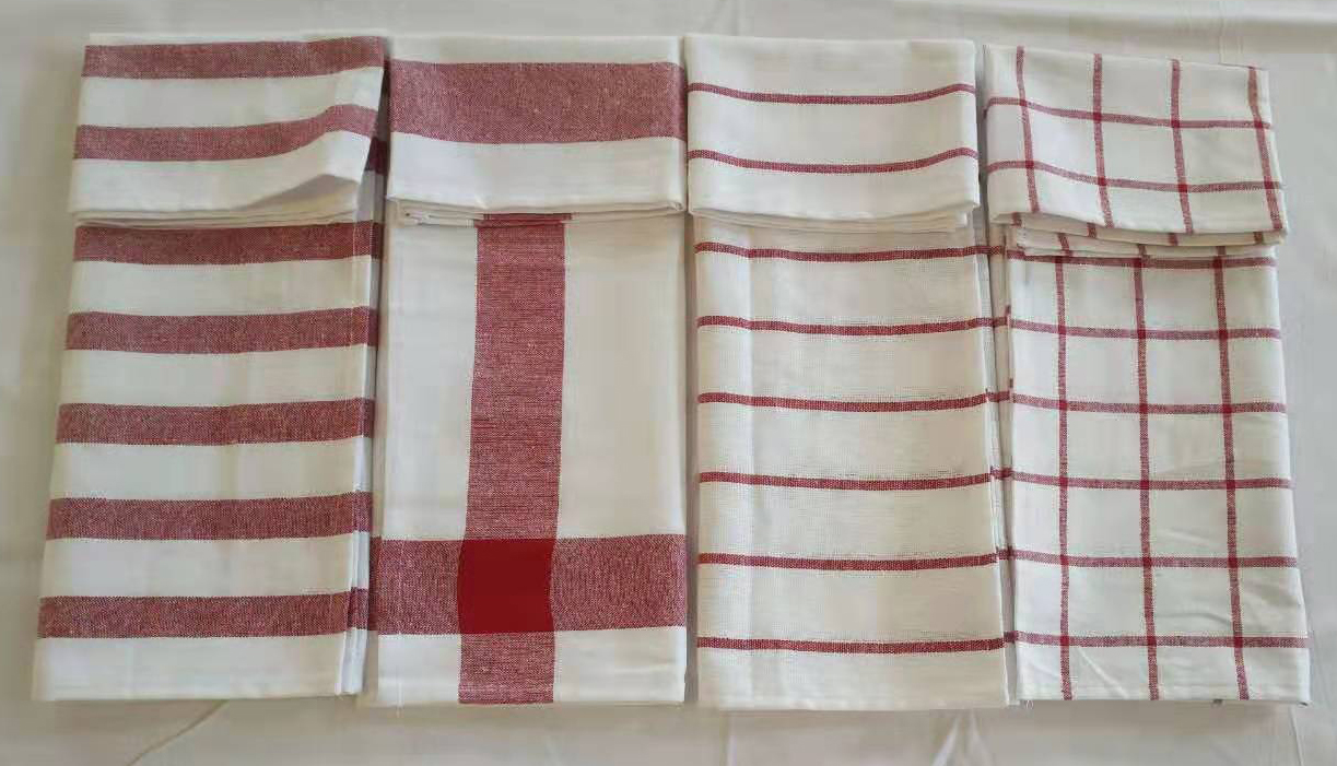 Cotton Dye Yarn Striped and Checked Tea Towel