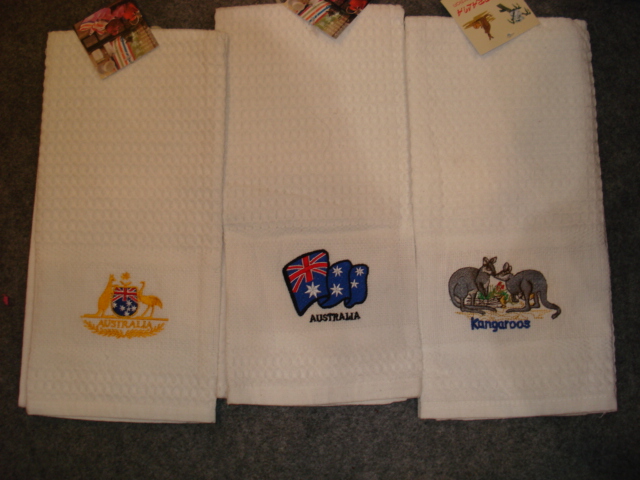 Cotton Waffle Kitchen Towel with Embroidery