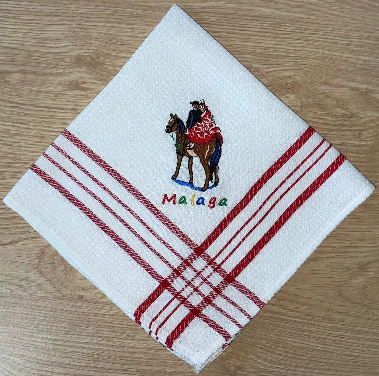 Embroidered Waffle Cotton Kitchen Towel