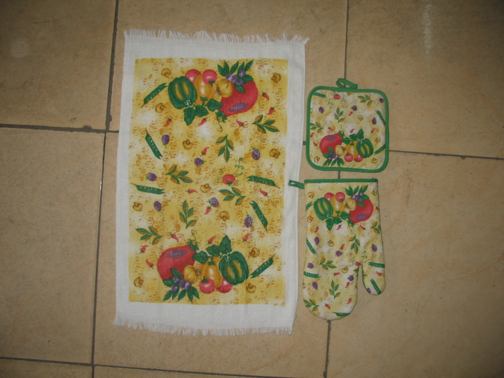 Cotton Kitchen Glove and Pot Holder Set