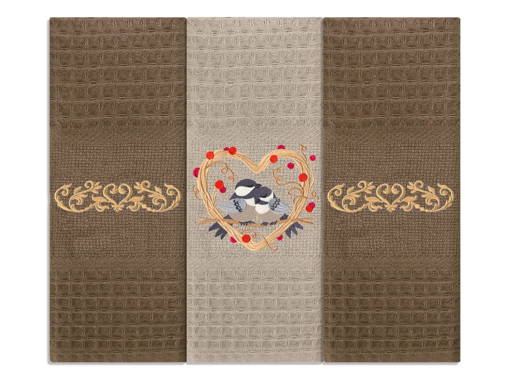 Embroidery Waffle Kitchen Towel Set