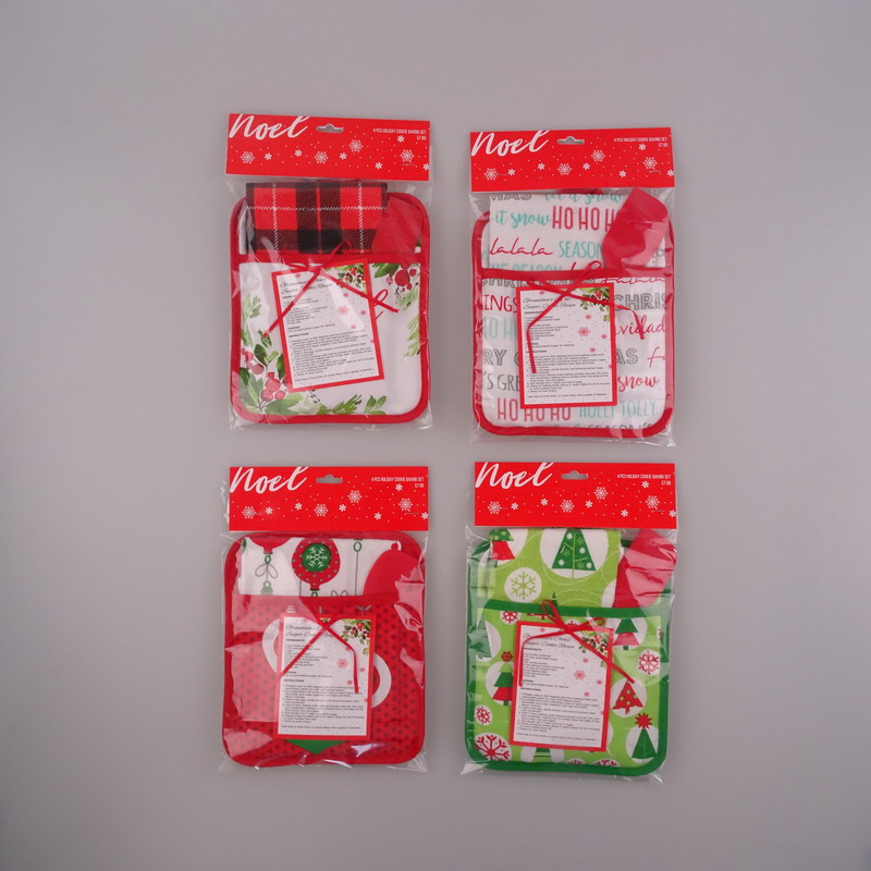Christmas Kitchen Set: Pot Holder, Tea Towel, Apron